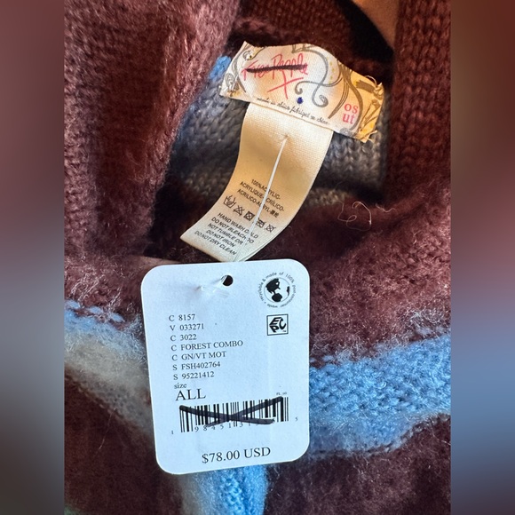 NWT🤎Free People Striped Turtleneck Poncho One Size - Picture 8 of 8